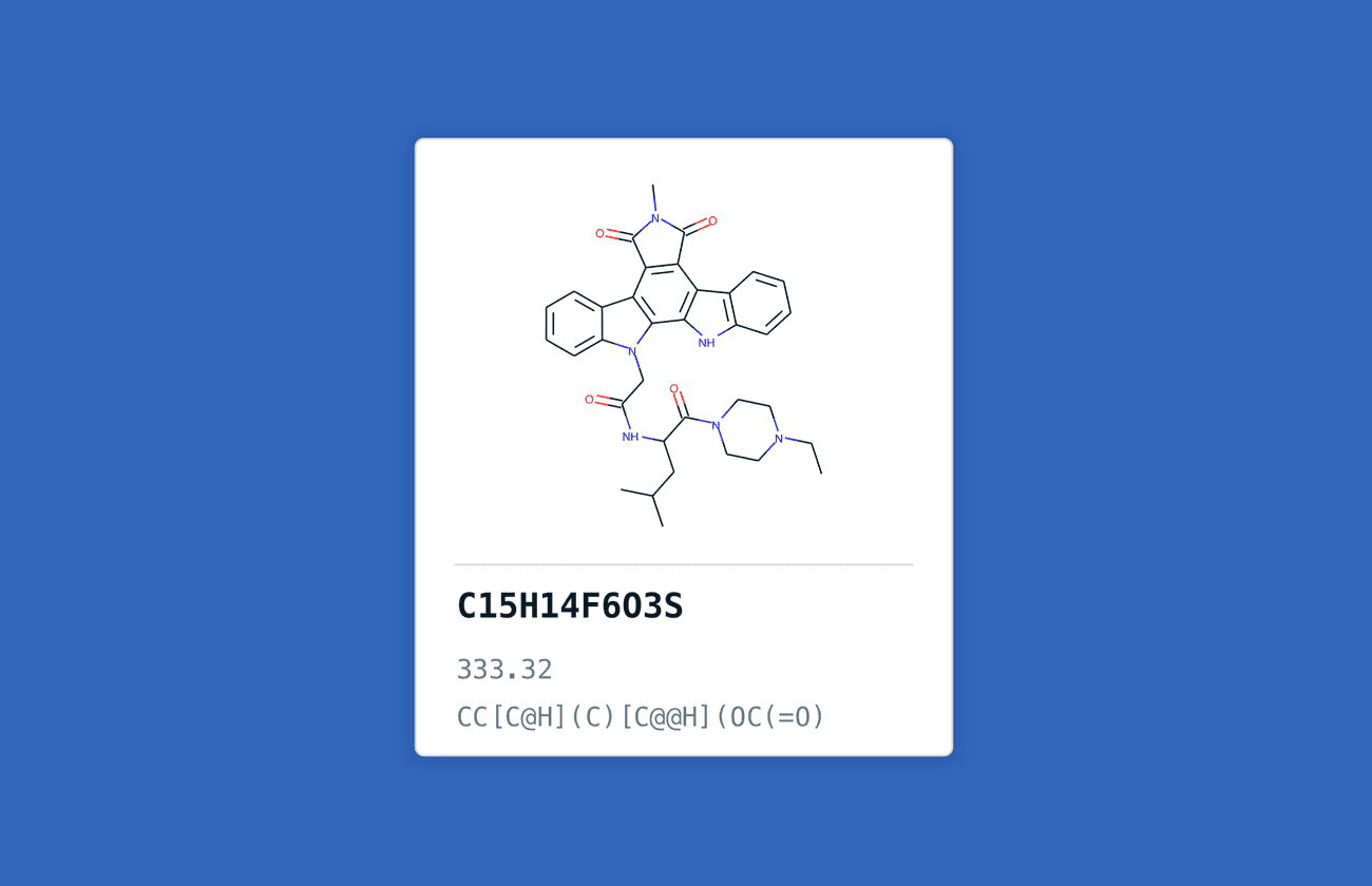 A final demo component filled in with data from our ChemFill plugin.